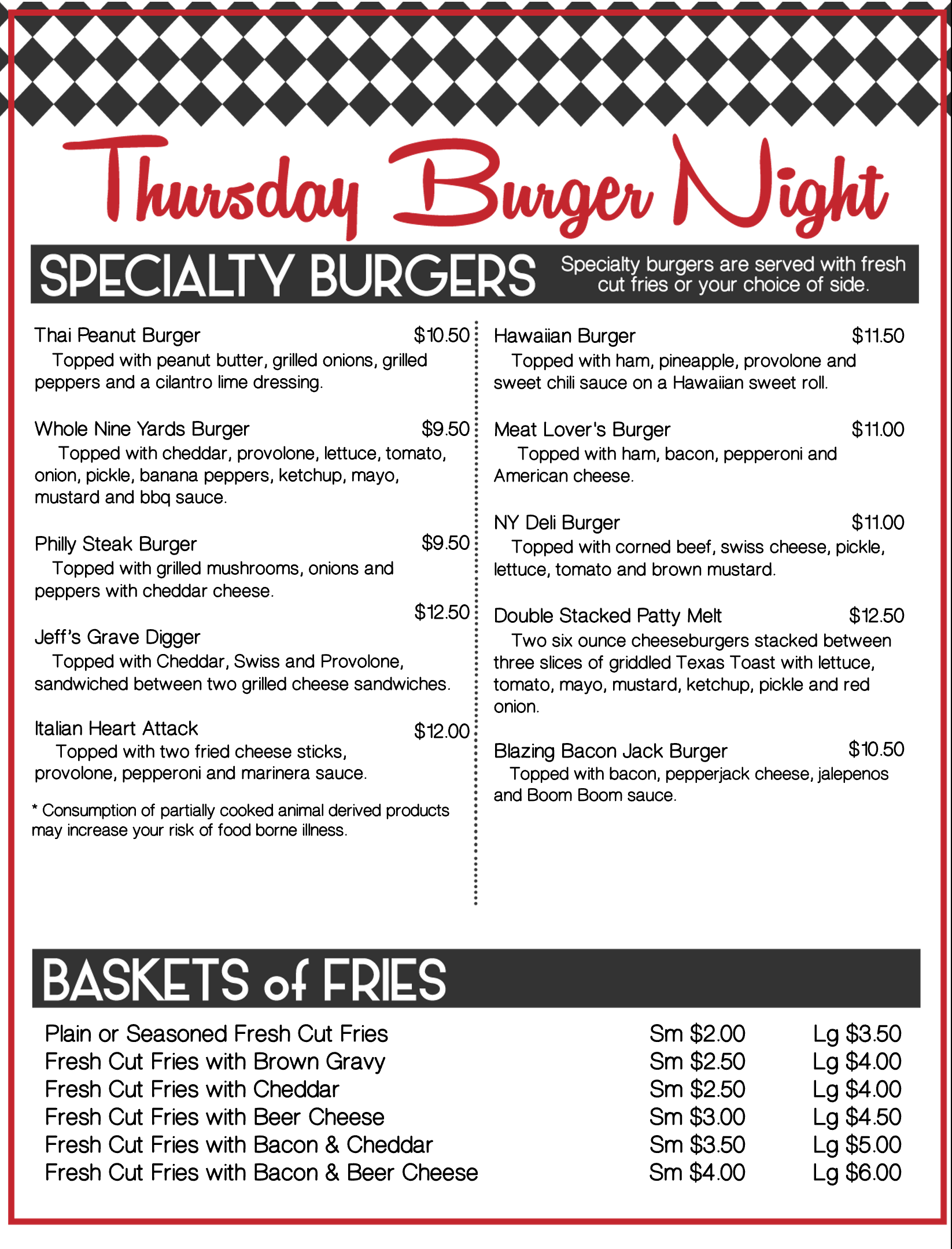 Carlton Diner Burger Night Menu Carlton Diner 